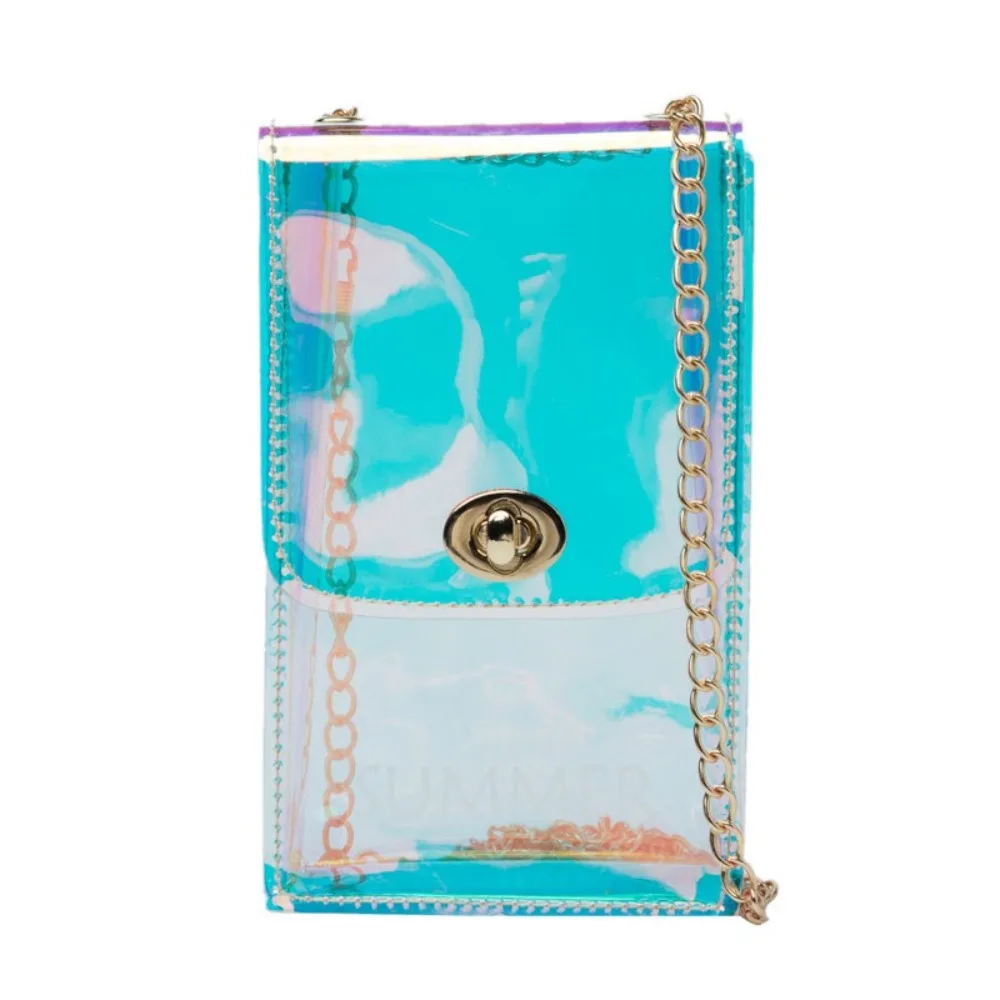 

PVC Transparent Crossbody Bag Mini Waterproof Laser Shoulder Bag Phone Bag Korean Style Vacation Beach Bag