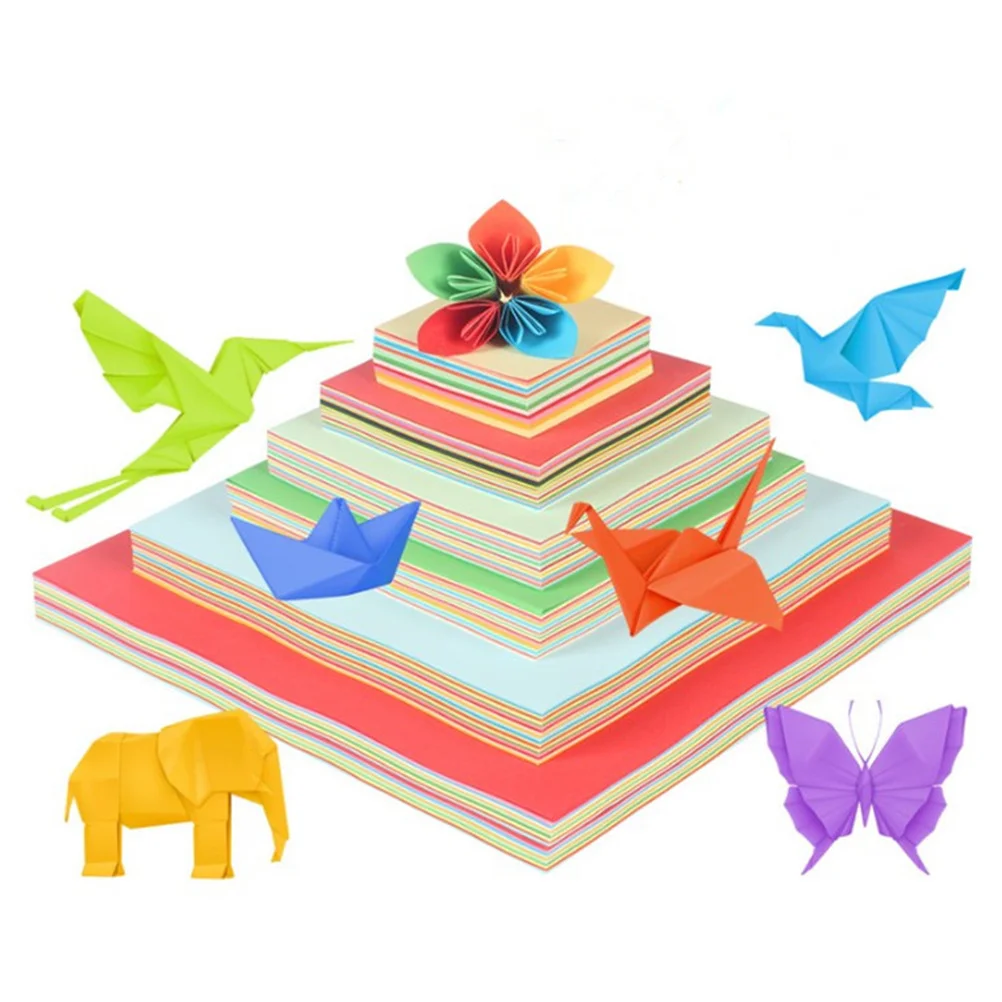 500 Uds. Hojas plegables de papel de colores de 7cm, suministros para manualidades DIY para proyectos de arte de guardería, papel de colores mezclados de 10 colores