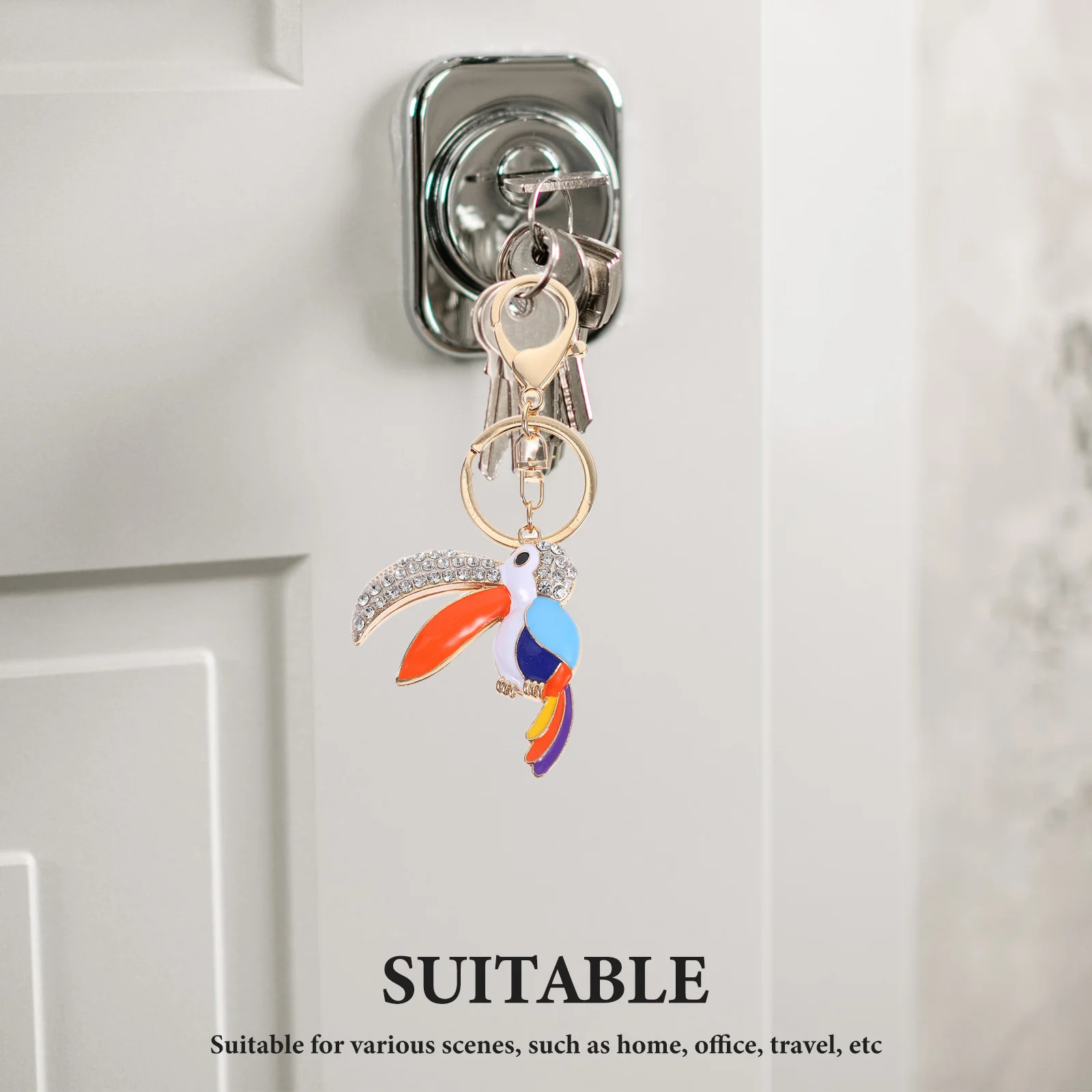 

Alloy Bird Keychain Rhinestones Decorated Fashionable Bag Charm Handbags Accessories Women Party Sequin Fruit Style