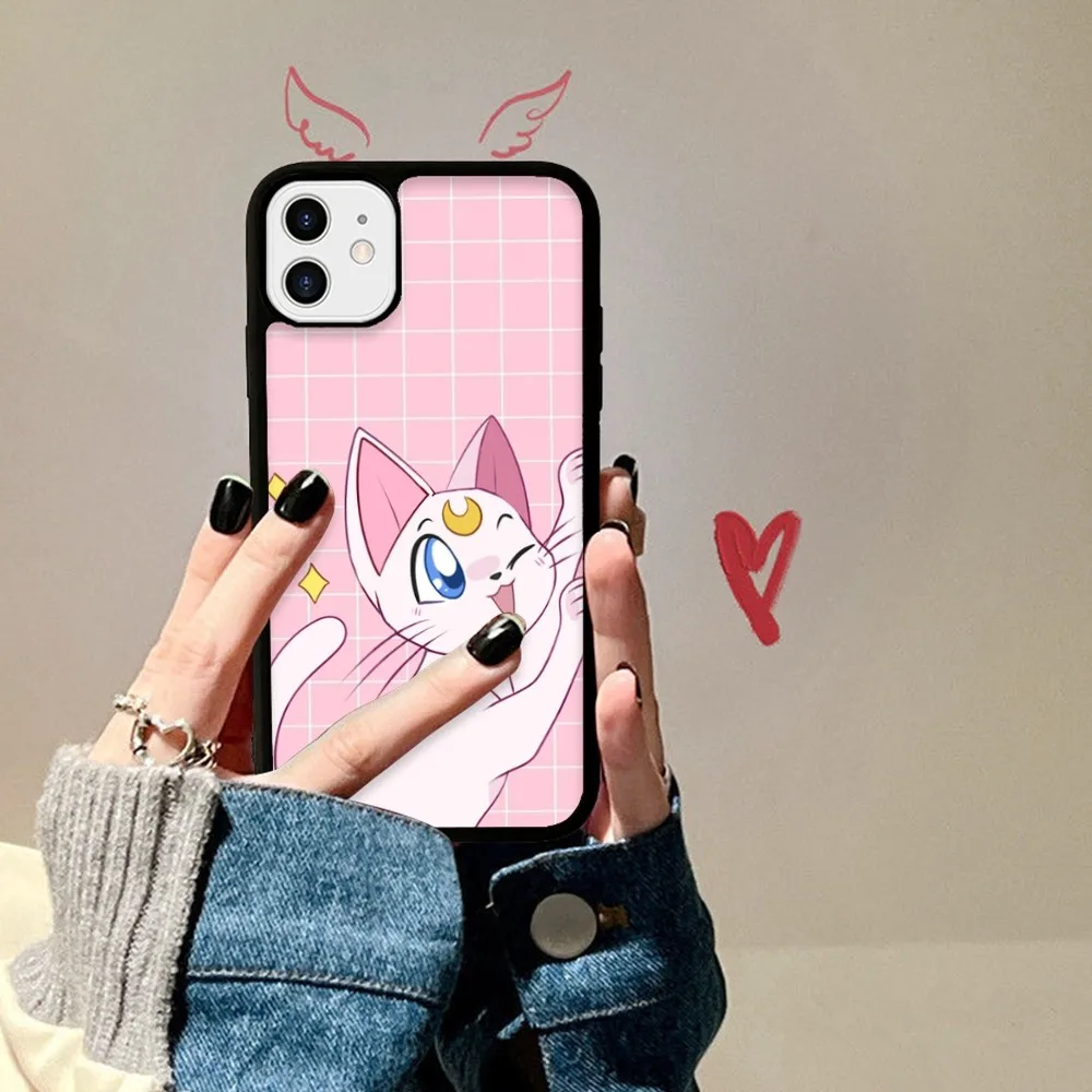 S-Sailores-M-Moon cat Phone Case Magesafe Magnetic Wireless Charge Case For Samsung S10 20 30 22 23 24 Plus Lite