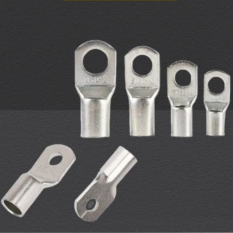 10-100PCS Tinned Copper Lugs Ring Crimp Terminals Copper Bolt Hole SC Ring Tubular Terminals Battery Cable Ends Connectors Kit