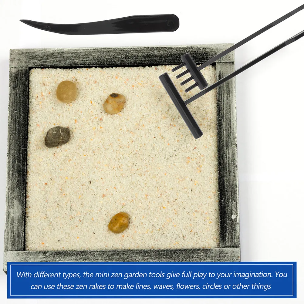 9Pcs Mini Zen Garden Rake Set Plastic Sand Table Landscaping Ornaments for Meditation Relaxation Zen Sand Garden Tools