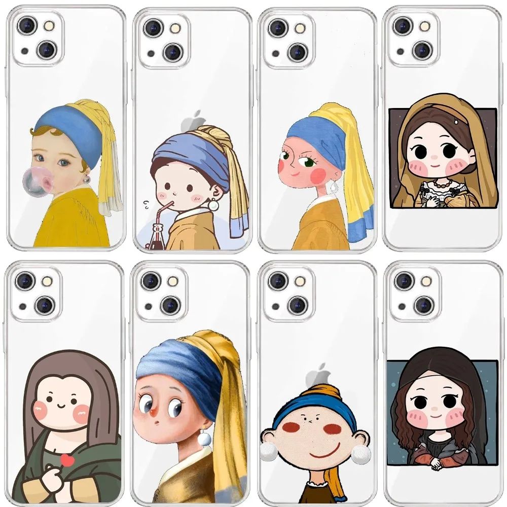 Leonardo Da Vinci Mona Lisa Phone Case For Iphone 15 11 13 14 Pro Max 7 8 Plus X Xr Xs Max Se2020 12mini Transparent Cover