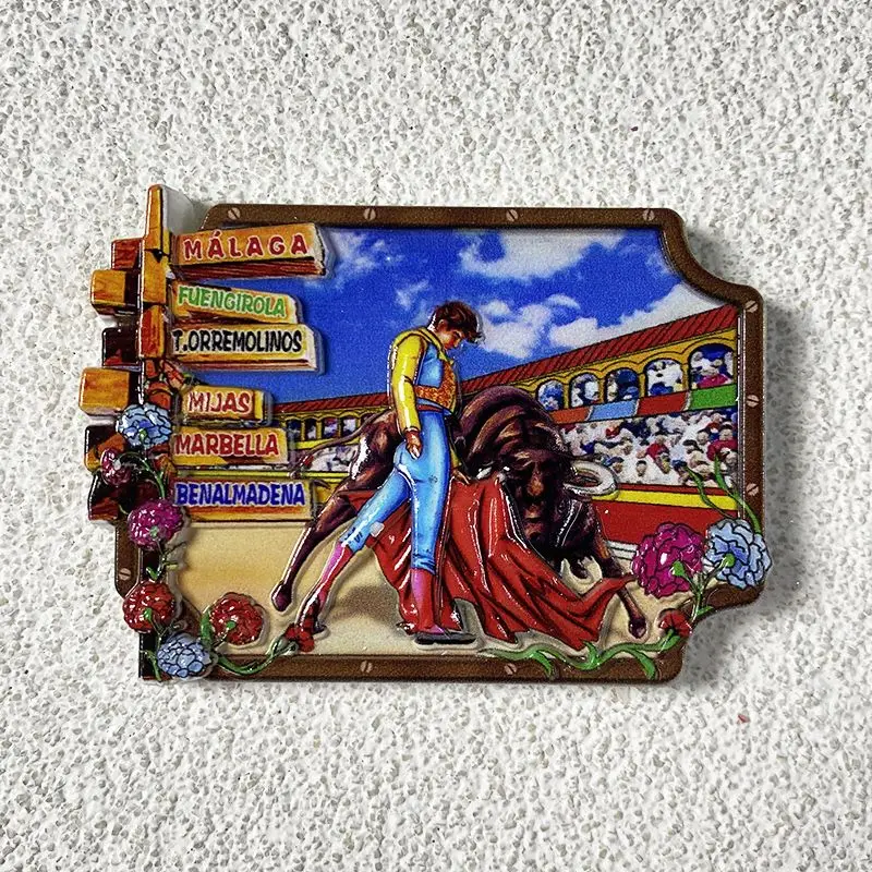 

Malaga, Spain Tourist Souvenirs3d3D Personality Magnetic Fridge Magnet Bullfight Creative Home Decoration