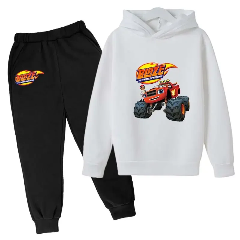 Children Boys Hoodies Set Girls Cartoon Hoodies Tops+Long Pants 2PCS Suit Kids Outfits Blaze and The Monster Machines Clothes