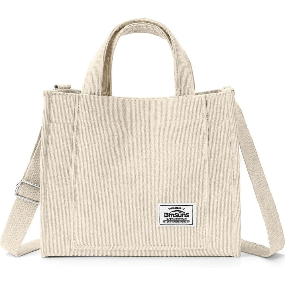 

Corduroy Tote Bag for Women Small Satchel Bag Mini Tote Bag Aesthetic Crossbody Handbag - School Work Travel Shopping