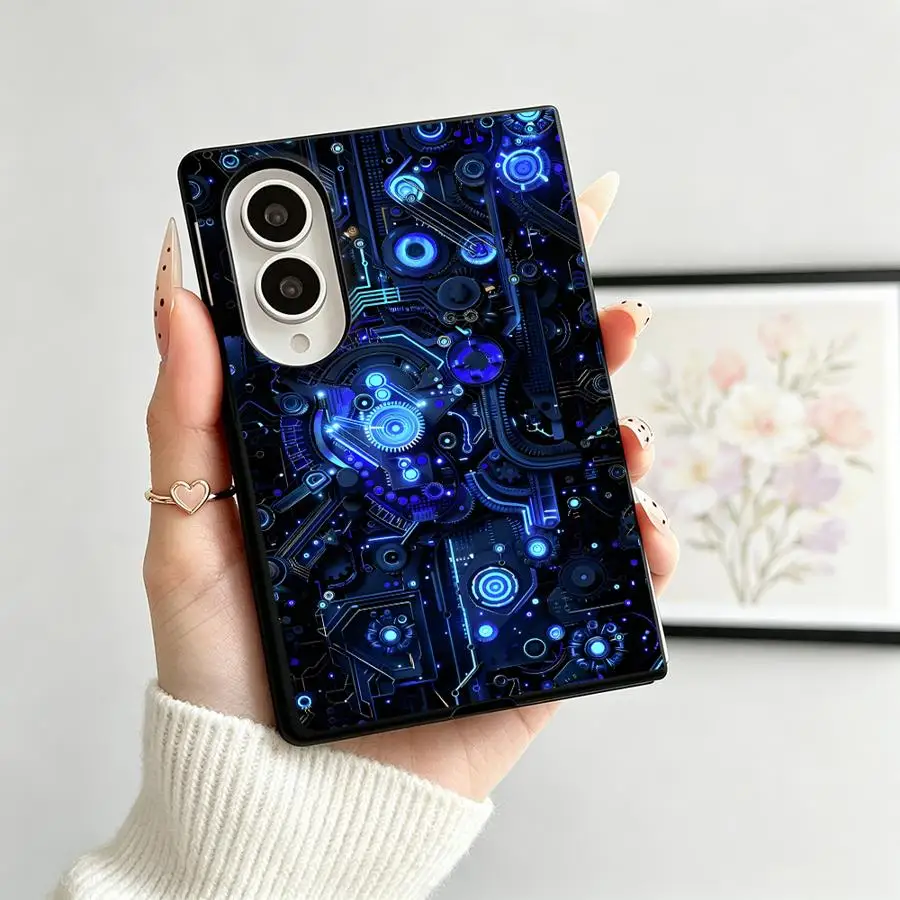 Dark Blue Equipment Luxury Phone Cover Case for Samsung Galaxy Z Fold 8 ZFold Wide Z Fold8 Wide ZFold8