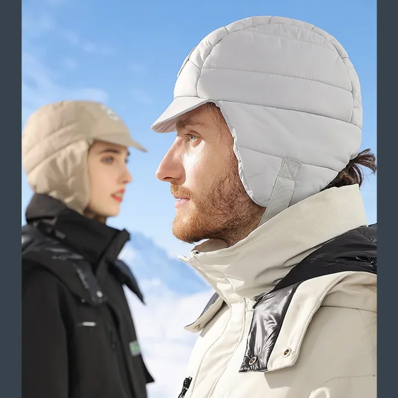 

Down Earflap Hat with Helmet Liner for Men and Women, Ultra Lightweight Beanie, Waterproof and Windproof, Warm Cycling Cap