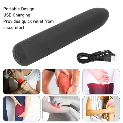 Mini Deep Tissue Massager Wand 10 Modes Portable Reduce Pain Improve Circulation Point Massage Handheld Wand for Shoulder