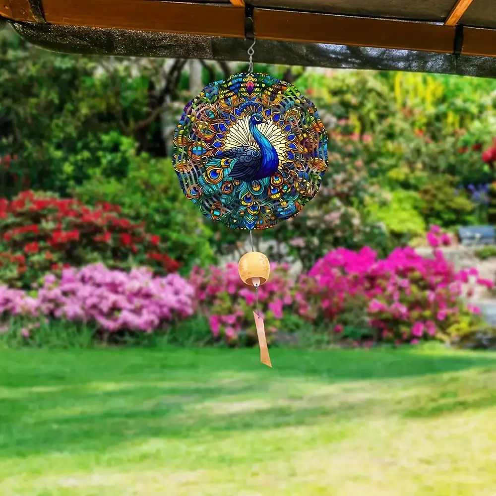 Molino de Viento con Diseño de Pavo Real - Decoración Colgante Metálica 3D Grande, Regalo Perfecto para Mujeres, Madres, Abuelas, Esposas