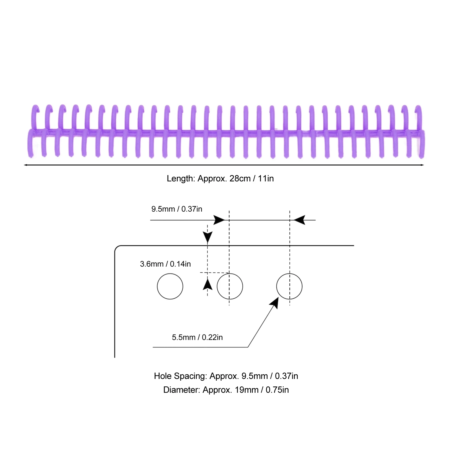 10PCS Plastic Binding Spines 19mm 30 Rings Comb Binder Compatible with A4 B5 A5 Paper Size 150 Sheets Capacity