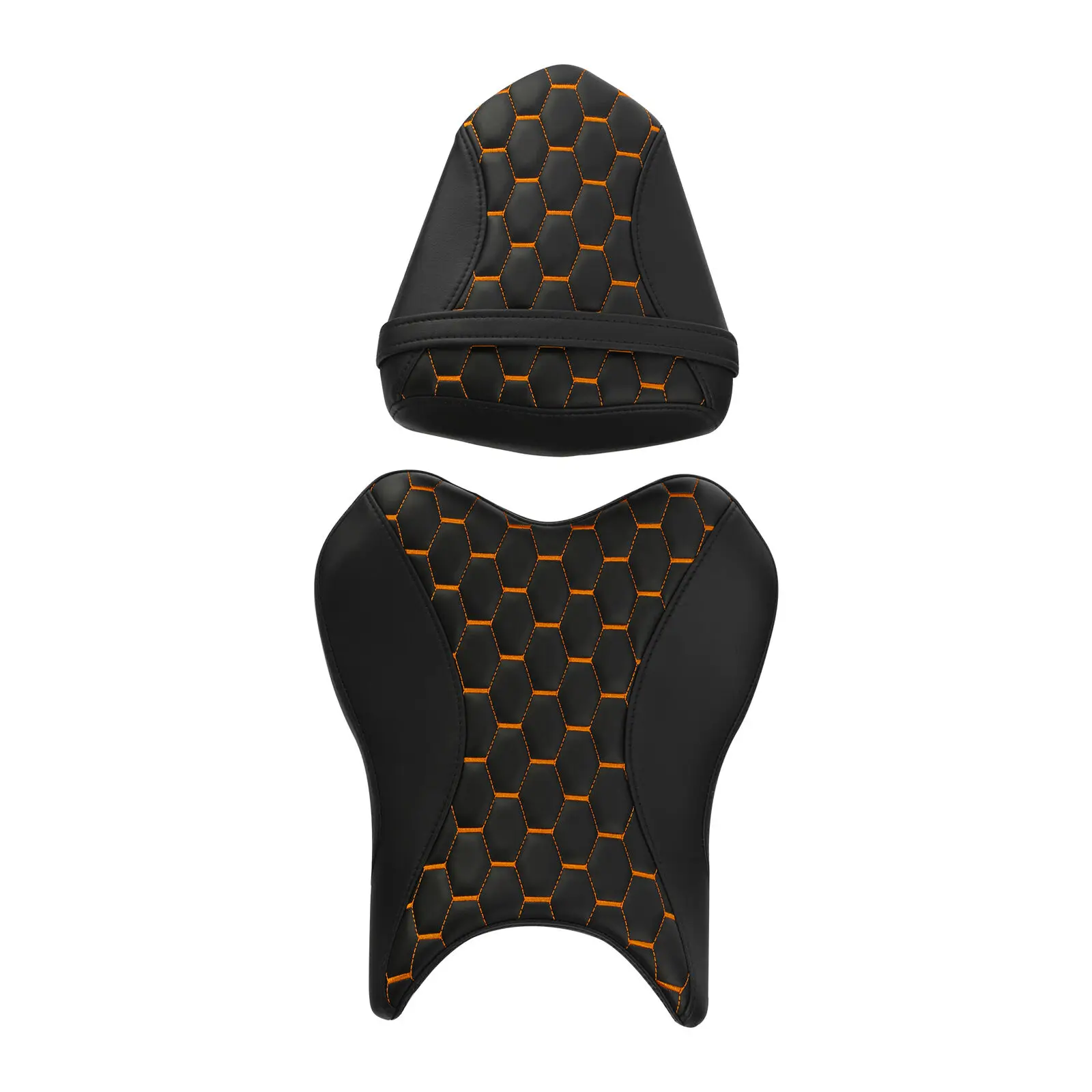 Motorcycle Black+Orange Driver & Passenger Seat Cushion For Yamaha YZF R6 YZFR6 06-07 2006 2007