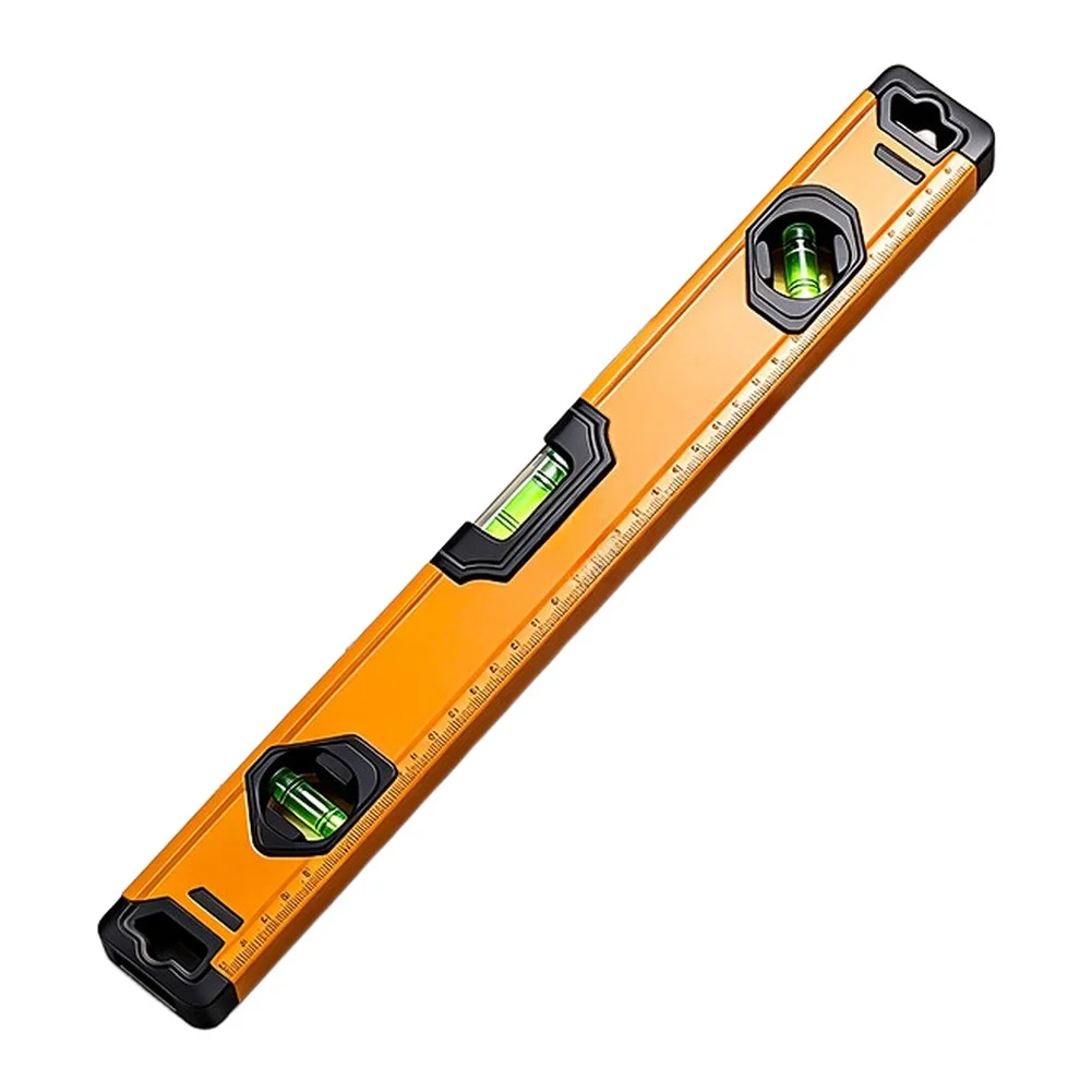 Aluminum Alloy Magnetic Level Ruler 300mm 400mm 500mm with Orange Finish and Precision Engraved Measurement Marks