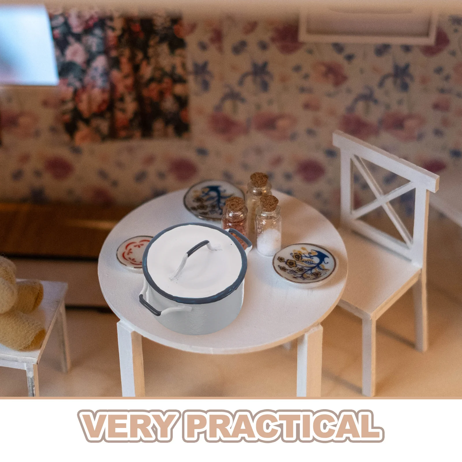 2 Stuks Decoratieve Miniatuur Potten 1:12 Schaal Wit Met Blauwe Rand Saus Pot Voor Mini Huis Accessoires Keuken Mini Simulators