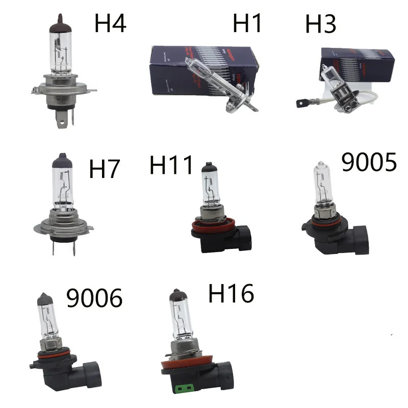 Pair 55W Halogen Bulb H1 H3 H4 H7 H11 H16 9005 9006 12V Quartz Glass Car Fog Light Auto Headlight Bulbs White Fog Lights Lamp