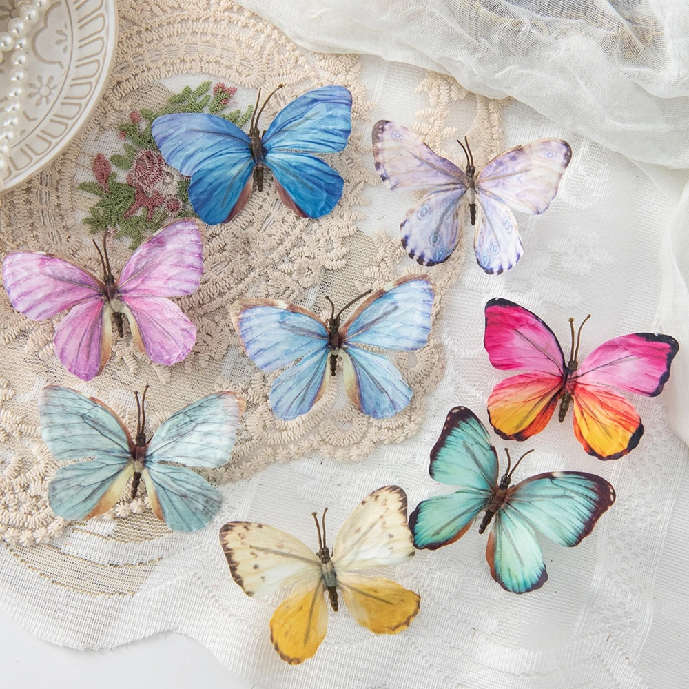 10/20 Pièces Papillons Artificiels Fluorescents pour Décoration Maison, Chambre, Couronnes de Festival, Mariage, Accessoires DIY, Coiffes et Broches