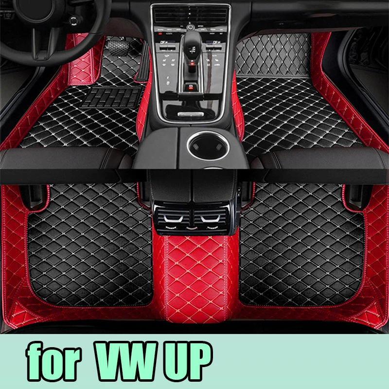 Custom Automotive Car Floor Mats For VW UP 2014 2015 2016 2017 Auto Luxury Leather Men Women Car Mats Full Coverage