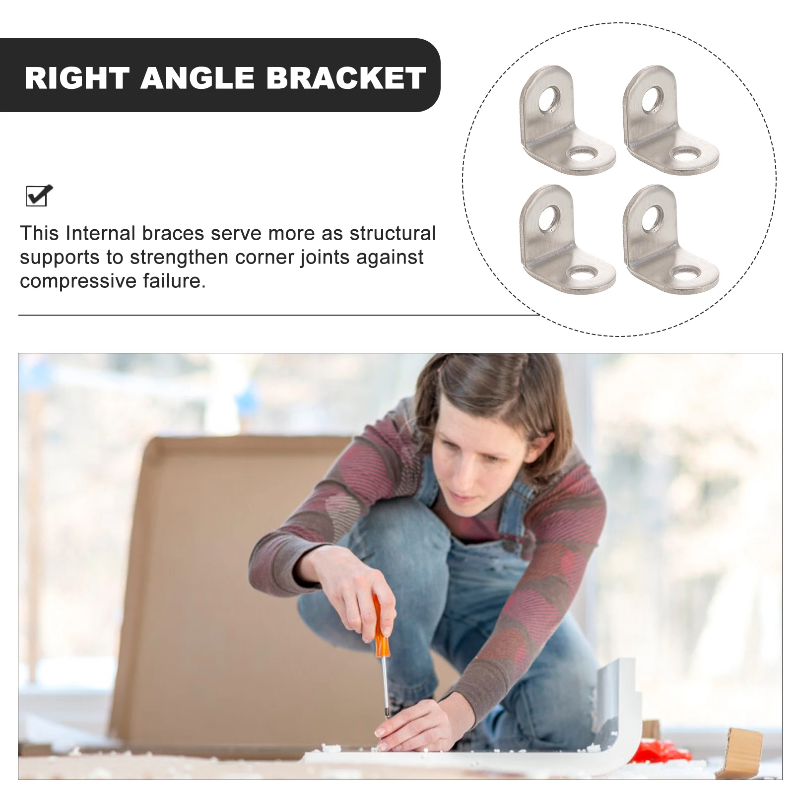 

20pcs Stainless Steel Corner Brackets 40x40mm Silver Tone L Shape 90 Degree Angle Metal Hardware Furniture Fastener