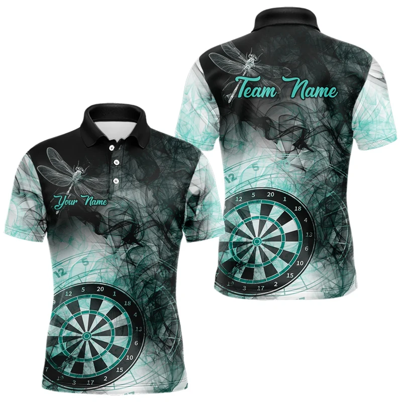 Fashion Darts Graphic Polo Shirt For Men Custom Name Lapel Button 3D Printed Polo Shirts Trend Oversized Loose Kids Sports Tees