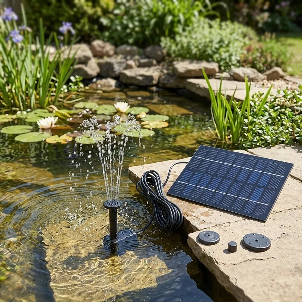 1.8W Polycrystalline Solar Brushless DC Water Pump for Fountain Aquarium Garden Use 200L/h 150cm Head 70cm Spray 4.5-10V
