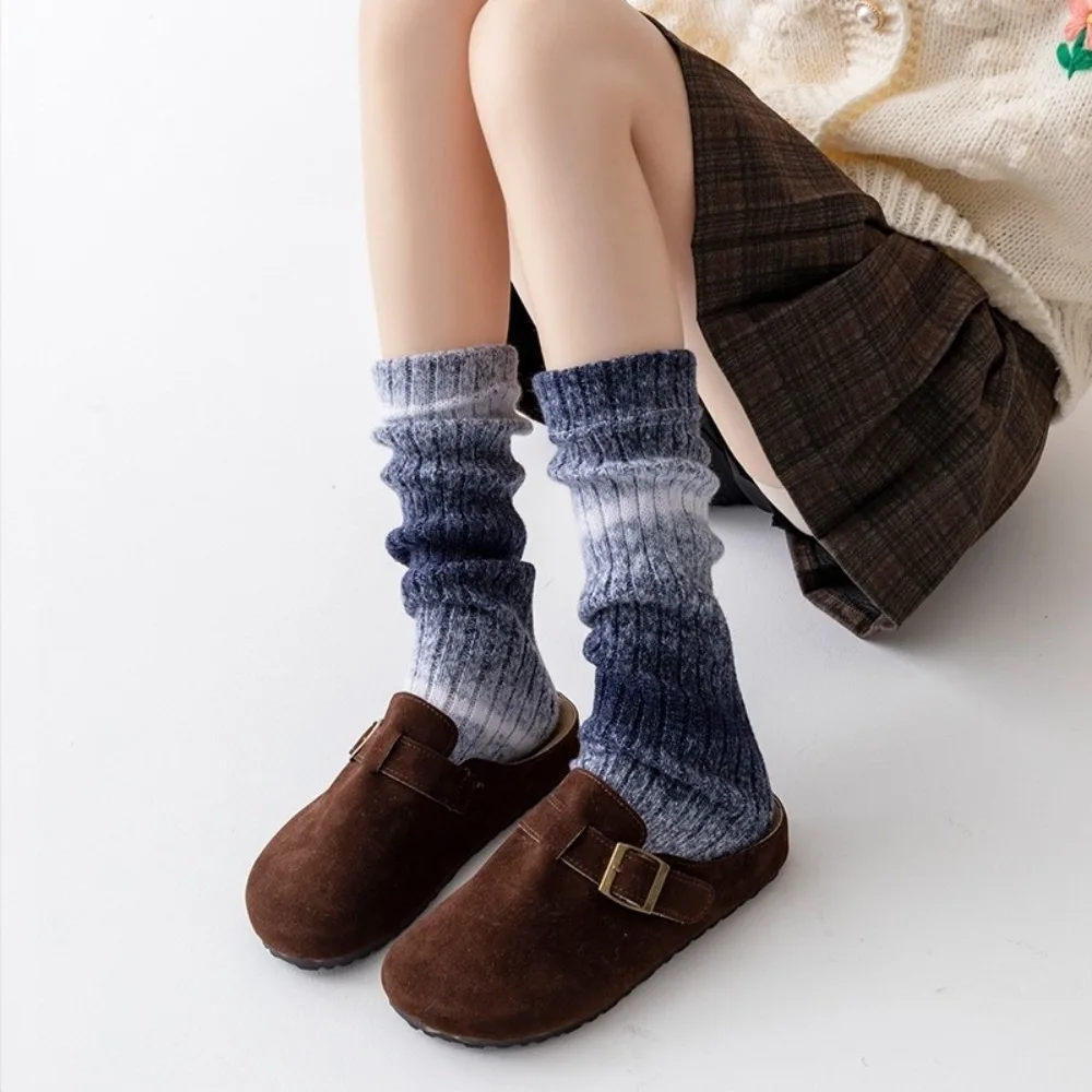 

New Gradient Color Leg Warmers Knitted Harajuku Middle Tube Socks Thickened Boot Covers Women