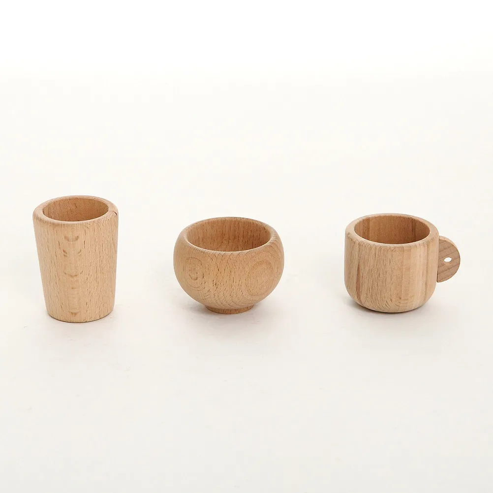 2Pcs Simulation Kitchen Tableware Beech Wood Safe No Paint Play House Dinnerware Set for Kids Brain Development Interactive Fun