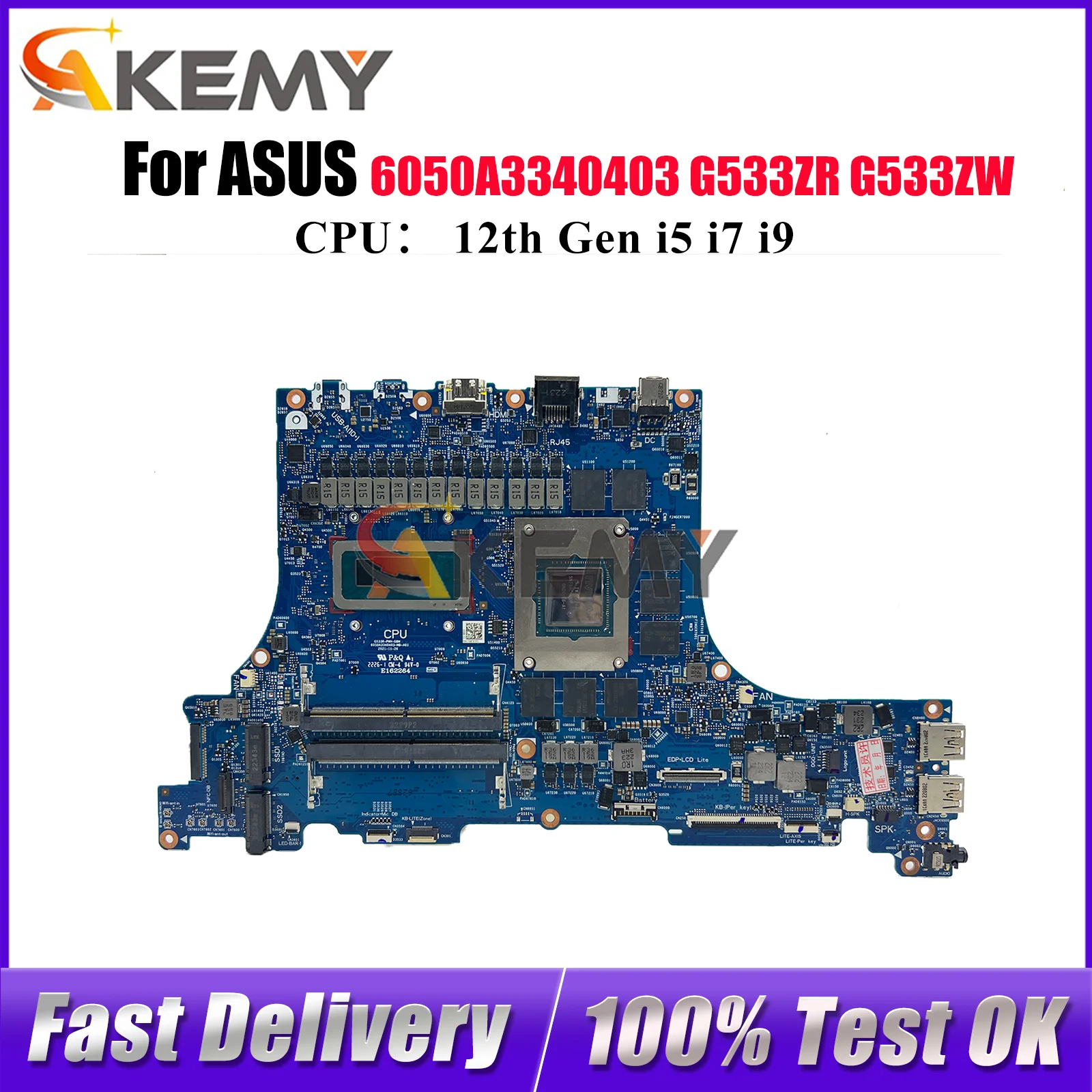 

6050A3340403 Laptop Motherboard For ASUS ROG Strix SCAR 15 G533ZR G533ZM G533Z G533ZW Mainboard With 12th Gen i5 i7 i9 tests OK