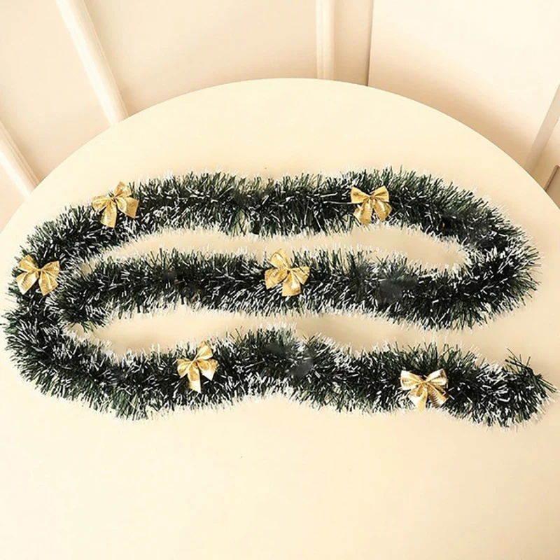 2M Christmas Eve Decoration Bar Tops Ribbon Garland Christmas Tree Kitchen Ornaments Party Decoration Prop-Golden