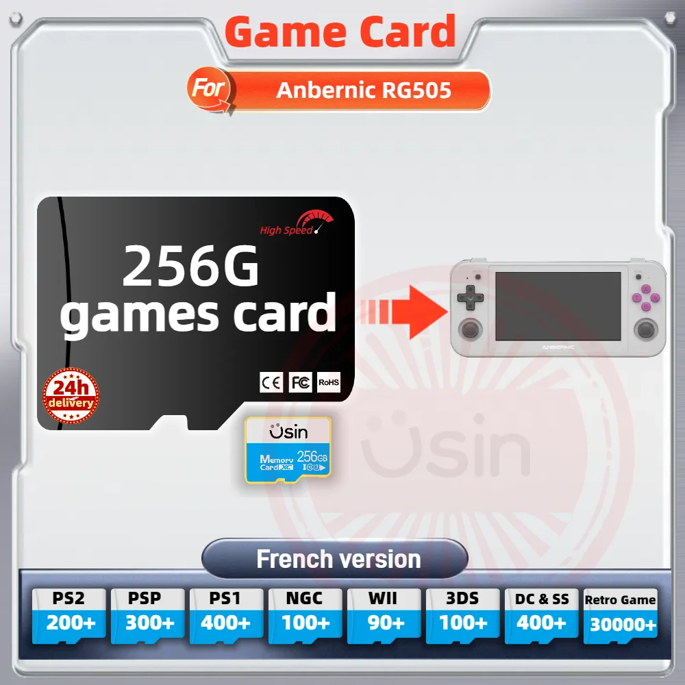 Memory Game Card For Anbernic RG505 RGcube French version Retro PS2 PSP Games Android Gaming portable Console SD TF H-SPEED 256G