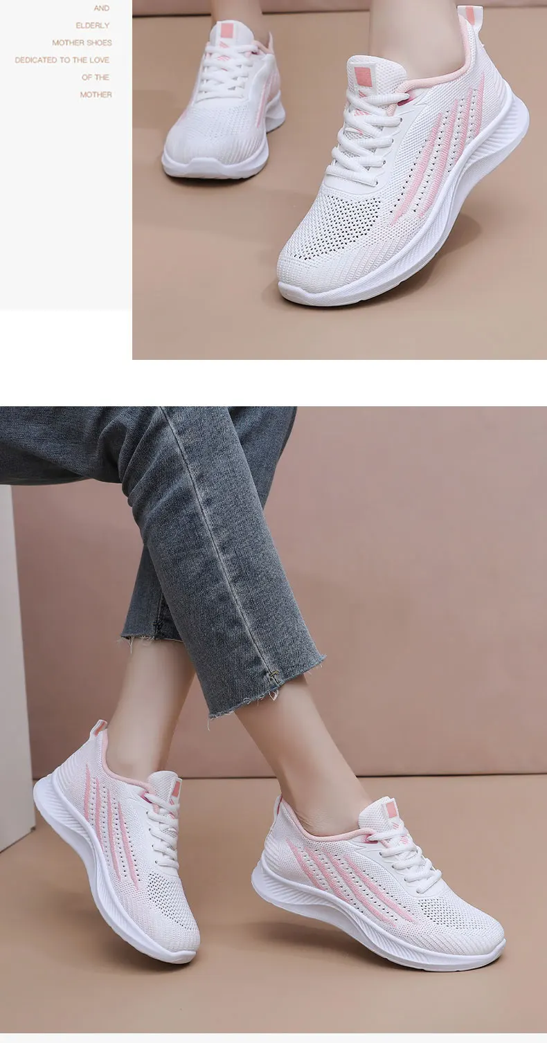 Atmungsaktive Sportschuhe aus Mesh für Damen, leichte und bequeme Sportschuhe mit weicher Sohle, Damen-Schnürschuhe für Freizeitaktivitäten und zum Laufen. – Detail 5