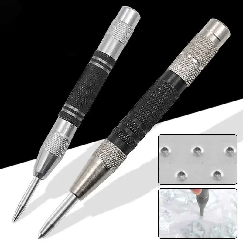Spring-Loaded Automatic Center Punch Locator Glass Striker Window Breaker Tool Metalworking Marking Punch Centering Punch Tool