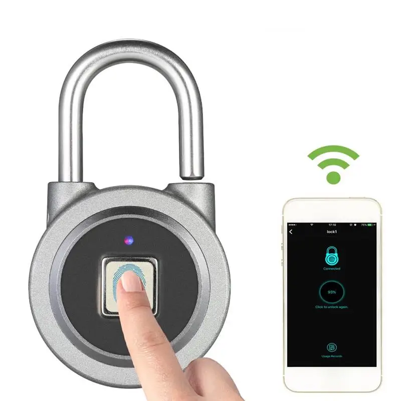 

BT Fingerprint Smart Padlock Waterproof APP / Fingerprint Unlock Anti-Theft Padlock Door Luggage Case Lock