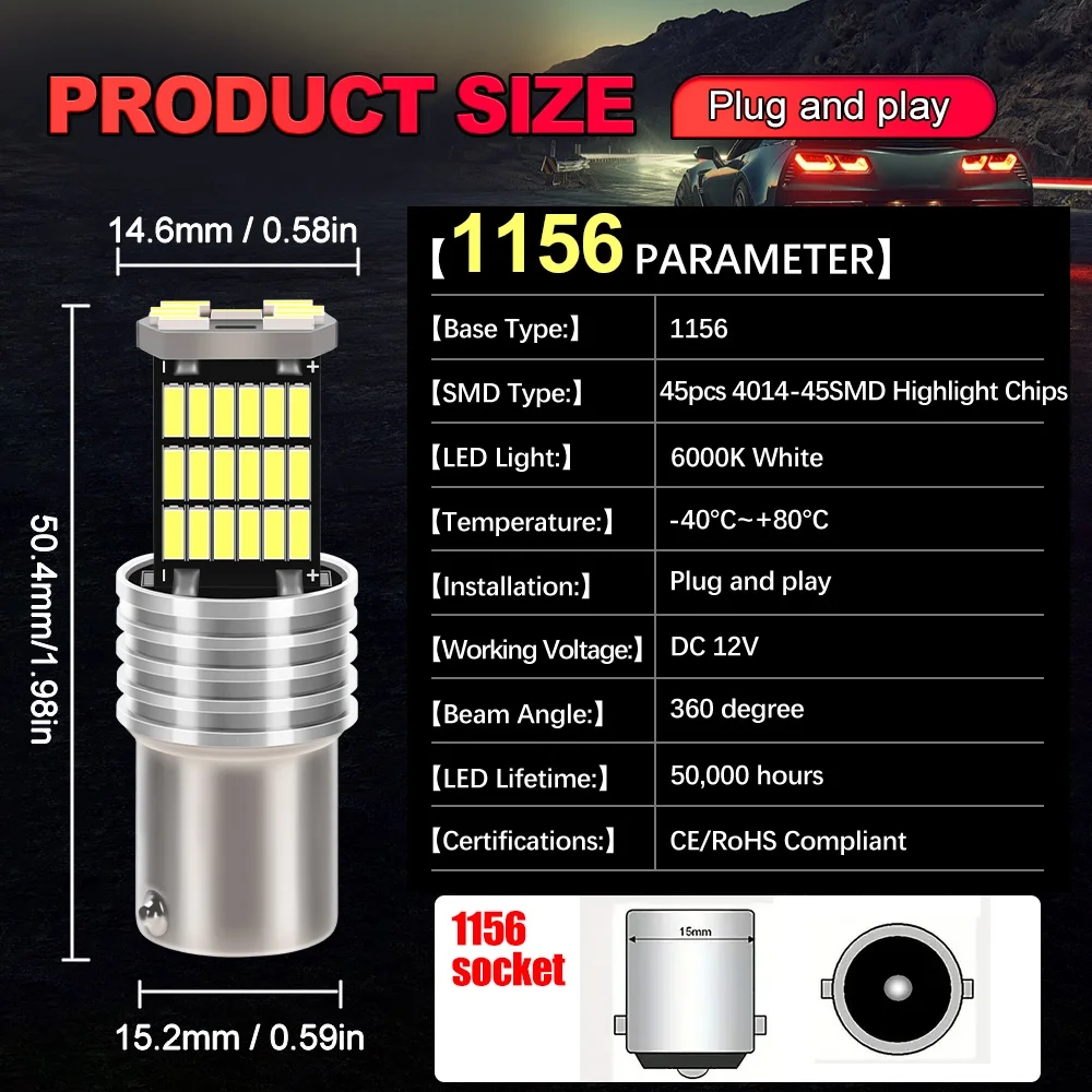 سيارة LED عكس الضوء لسيارات BMW 1 Series F20 F21 114 116 118 120 2010 2011 2012 2013 2014 2015 P21W Ba15s 1156 Canbus مصابيح احتياطية