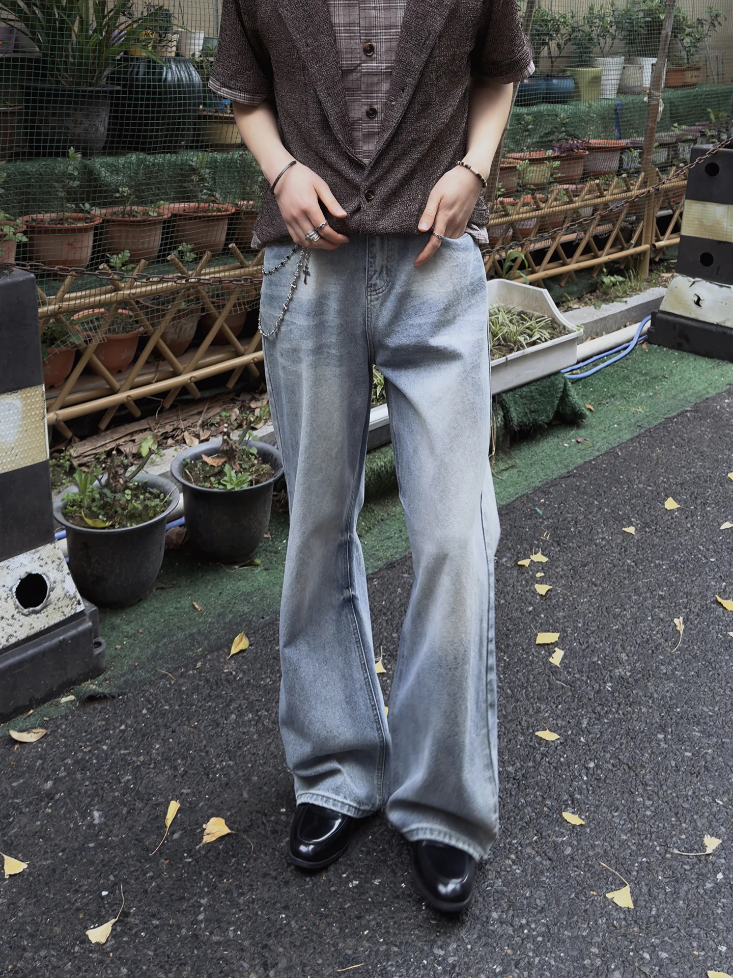 

BZYJ American Retro Cleanfit Blue Straight Leg Jeans Men's Women's Baggy Wide Leg Pants Cotton Blend Breathable Comfortable