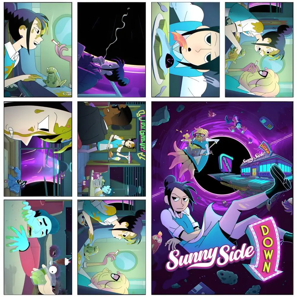 Крутой аниме Sunny Side Down плакат самоклеящаяся художественная водонепроницаемая бумажная наклейка кофейный дом Настенный декор