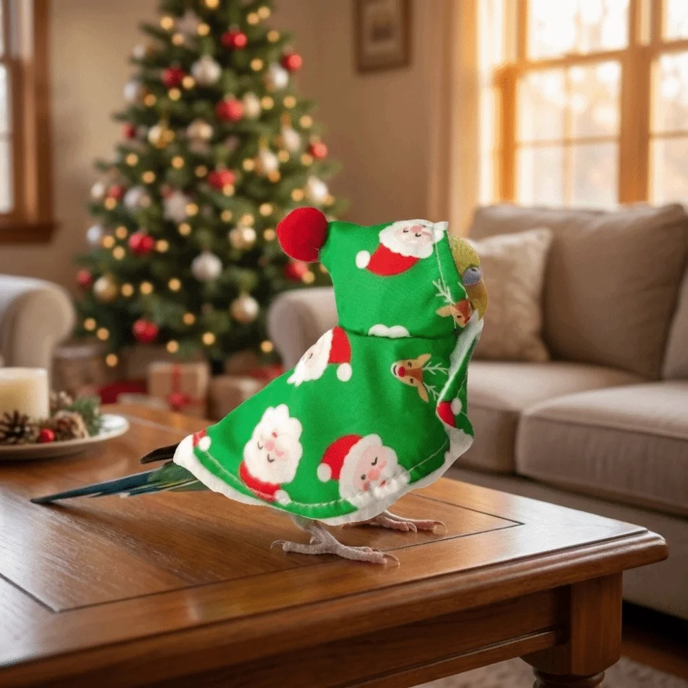 Thickened Christmas Parrot Cape Windproof Warm Winter Parrot Cloak Comfortable Snap Fastening Xmas Bird Jacket Photo Prop