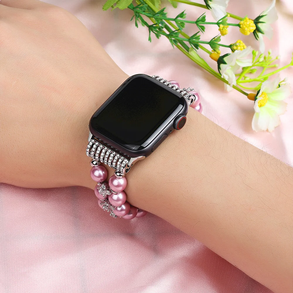 Jewelry with Diamonds Elasticstrap Band for Apple Watch 45mm 41mm 44mm 42mm 40mm 38mm Women Bracelet for iWatch Series 8765432SE
