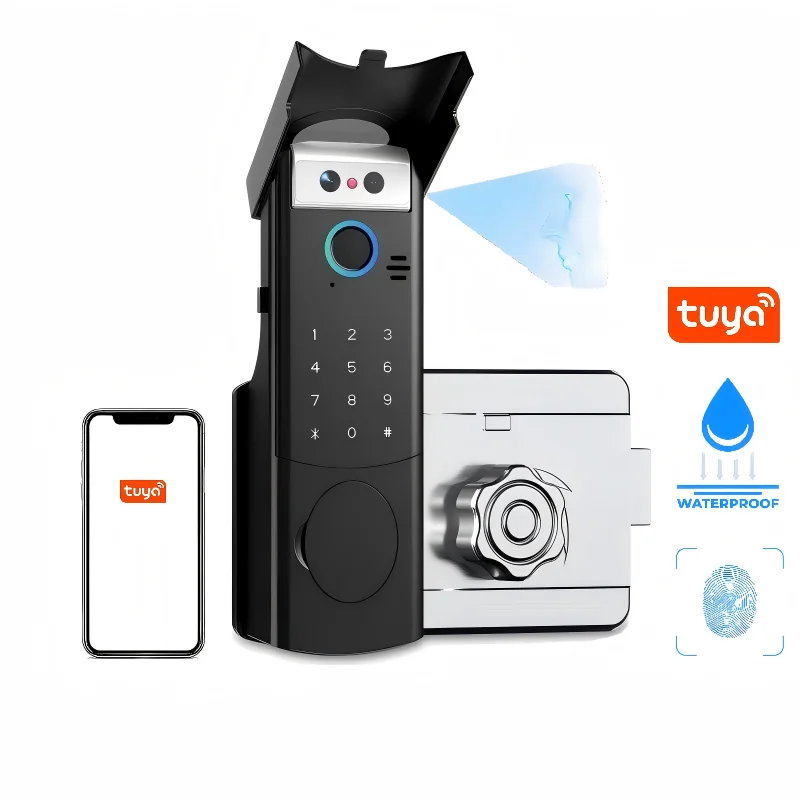 

Tuya WiFi Video Intercom Door Lock With Waterproof Face Recognition Fingerprint Smart Remote Cerradura Cloud Data Storage Option