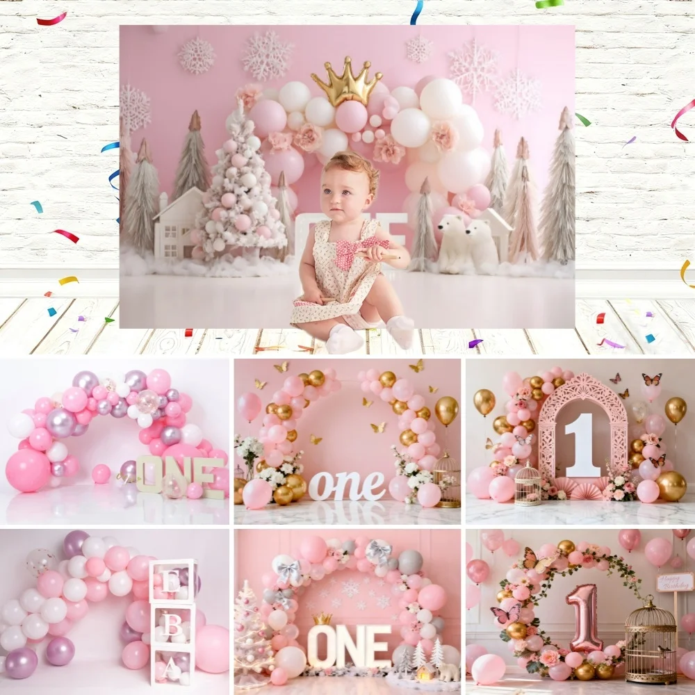 Newborn Baby Portrait Backdrop Balloon Boys Girls First Birthday Cake Smash Party Decorations Photography Background Studio Prop