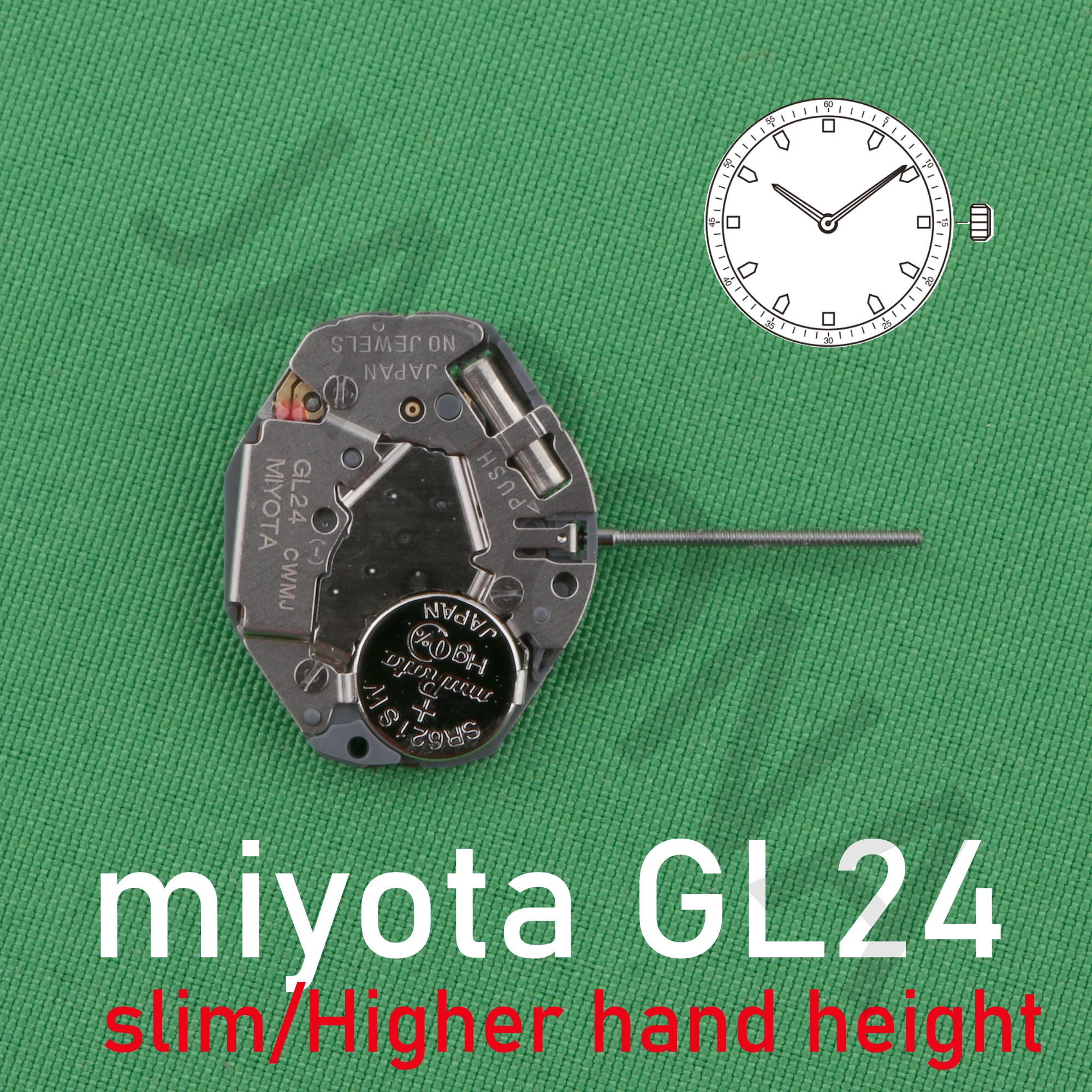 MIYOTA GL24 movement Japanese GL24 movement slim movement Higher hand height enables designs that take advantage of dial depth.