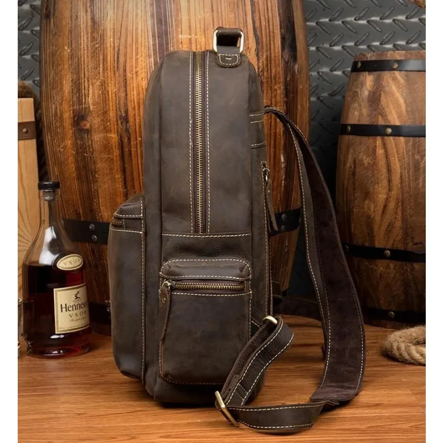 Genuine Vintage Leather Backpack for Men Women Travel Outdoor Casual Rucksack