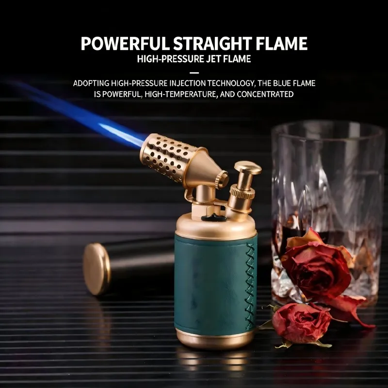 JOBON Multi-function Strong Gun Lighter Windproof Blue Flame One-touch Lock Fire Retro Appearance Design Cigar Lighter