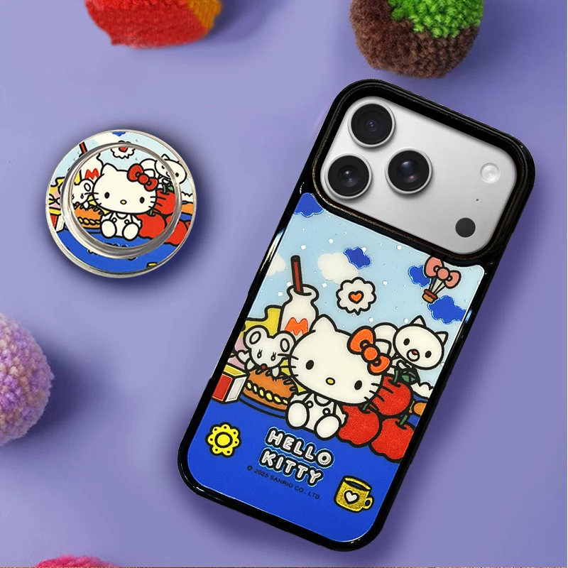 

Новинка! Зимний мультяшный чехол Y2K Hello Kitty для iPhone 17 Pro Max, 16, 15, 14 Plus, 13 с поддержкой MagSafe и держателем для телефона. Защитный чехол.