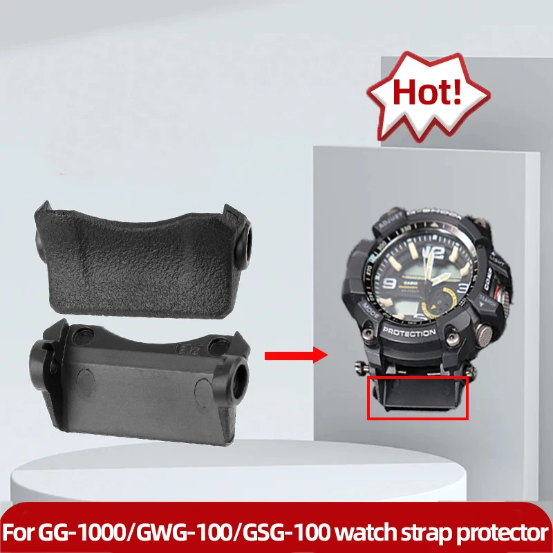 For Casio G-shock GG-1000/GWG-100/GSG-100 Watch Connector Arm Guard Black Silica Gel Fixed Silicone Rubber Parts