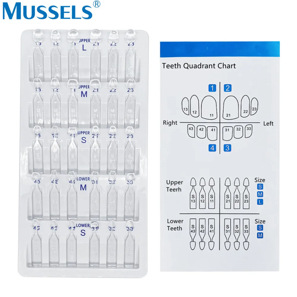 Kit de Moldes De Folheado Dentário, Molde De Resina Composto, Enchimento De Cura Leve, Dentes Frontais Anteriores, Ferramentas De Clareamento Dentista, Laboratório, 30Pcs por Conjunto