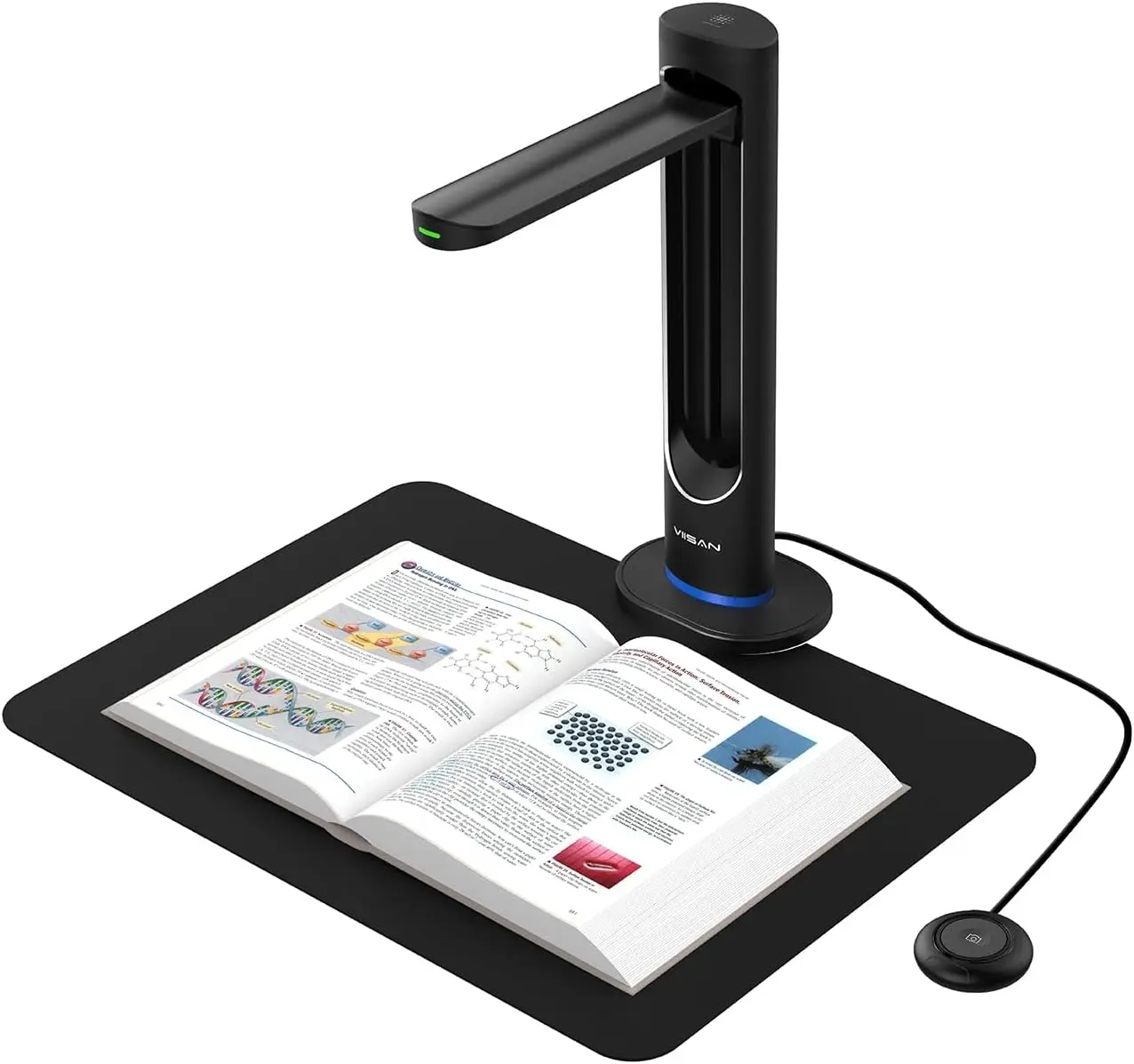 VIISAN K48 48MP Book Scanner，600DPI AI Document Camera with OCR, Auto Page Smoothing, Laser Positioning, Windows/Mac