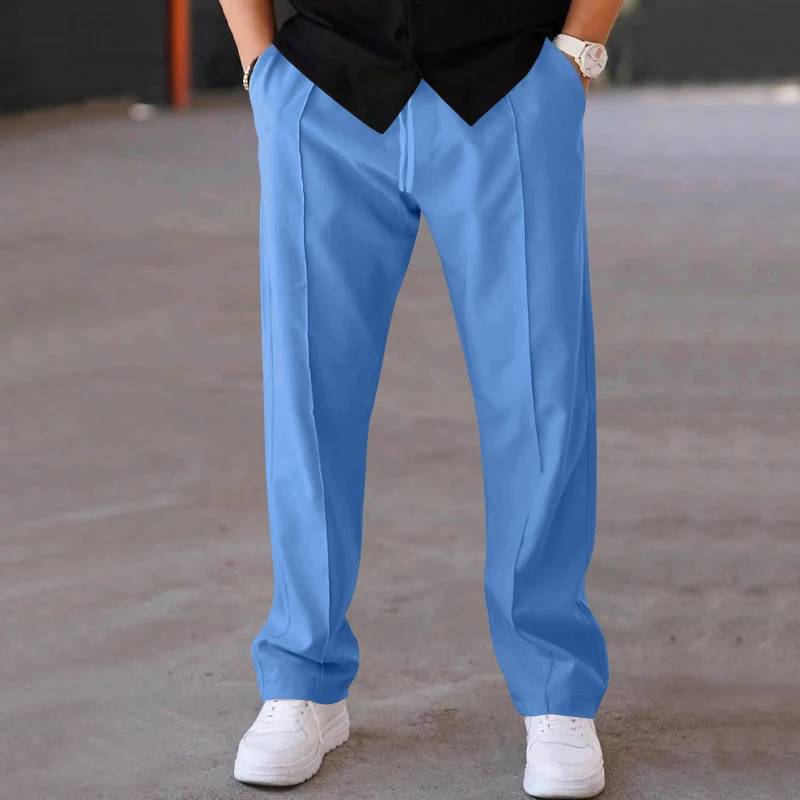 Men's casual sports pants side buttons loose version of elastic belt holiday trend hot selling nine-minute pants