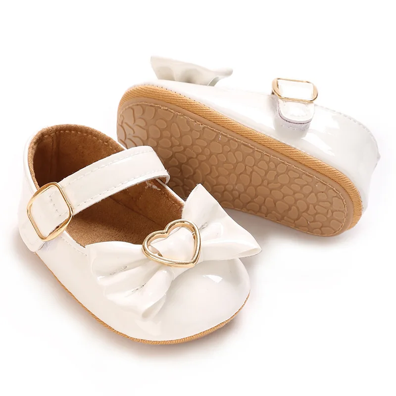 Zapatos de cuero para bebé de primavera, zapatos de princesa con lazo Sweet Love para niñas de 0 a 18 meses, suela suave antideslizante, 6 colores, zapatos color nude para niños pequeños