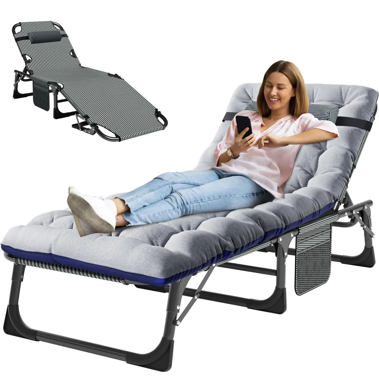 5-Position Folding Chaise Lounge Chair for Patio, Outdoor & Pool