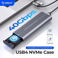 ORICO 40Gbps M.2 NVMe SSD Enclosure with Cooling Fan USB4 PCIe3.0 Aluminum Compatible Thunderbolt 3/4 Tool Free 8TB for Mac